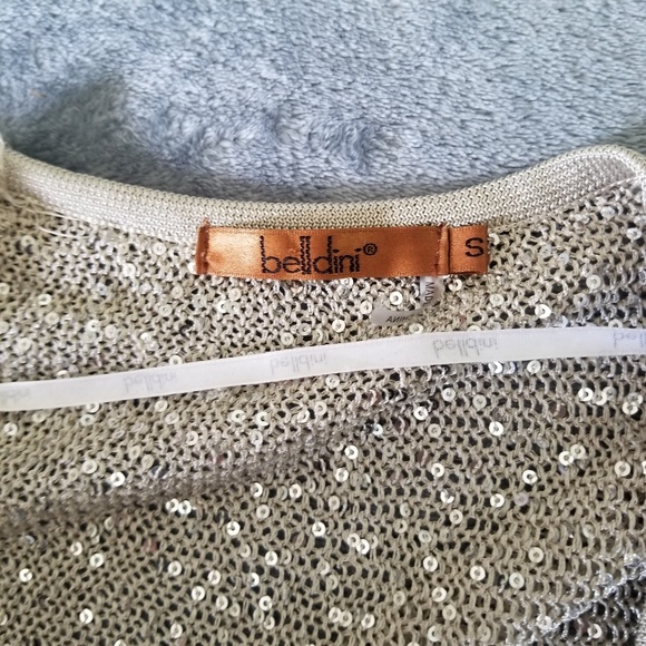 🛍 BELLDINI Silver Sparkly Drape Cardigan - Picture 4 of 8